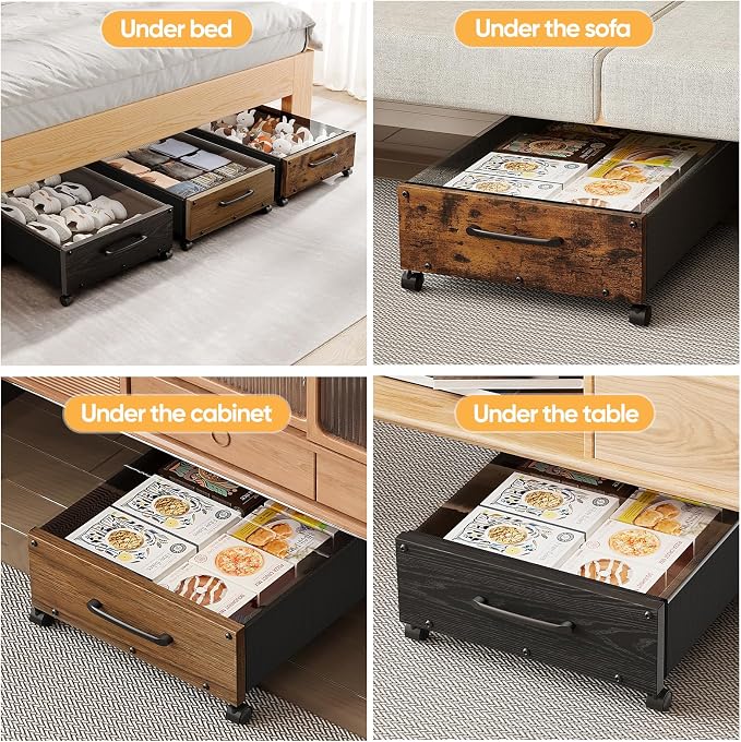 KITHELP Wooden Under Bed Storage - Image 6