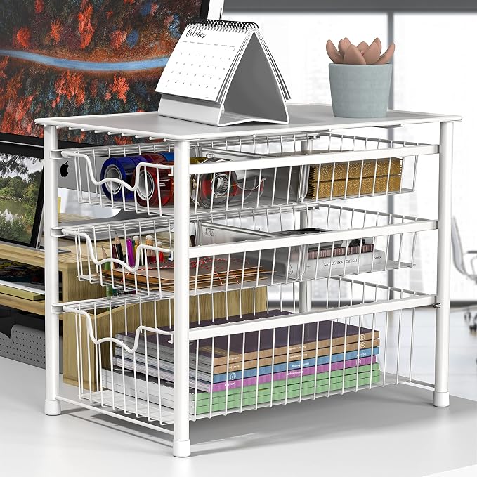 Simple Houseware 3-Tier Stackable Sliding Basket Storage Organizer Drawer - Image 5