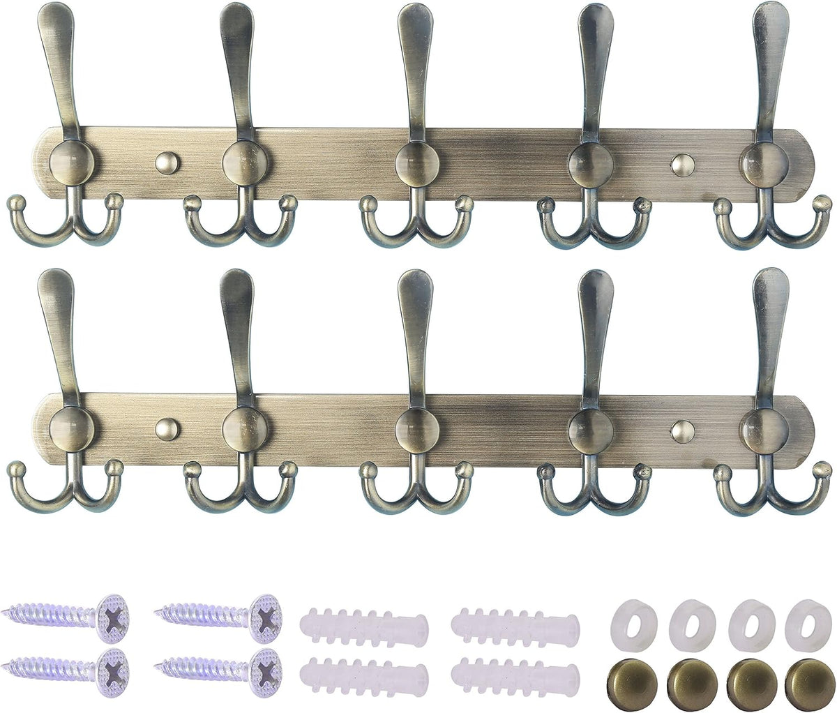 Wall Mounted Coat Rack - 5 Tri Hooks, Heavy Duty, Stainless Steel