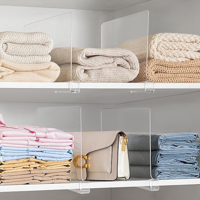 HBlife 12 Inches Tall Clear Shelf Dividers, 16 Pack Purse Organizer - Image 6