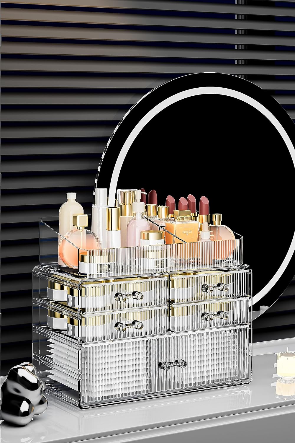 ZHIAI Stackable Organizer, Acrylic Cosmetic Organizer for Dresser