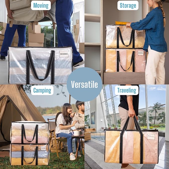 VENO 10 Pack Clear Moving Bags Christmas Storage Bags, Large Storage Bins - Image 6