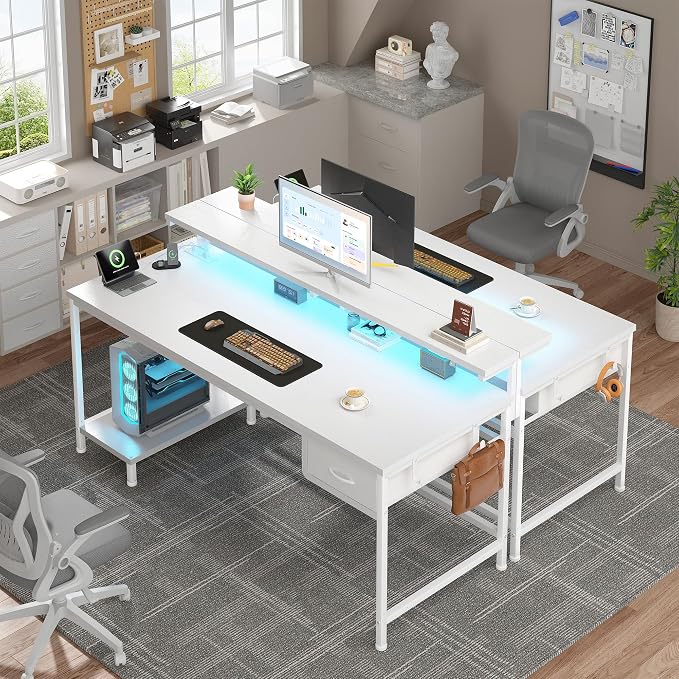 Computer Desk with Ergonomic Monitor Stand & CPU Stand, 47.2" Gaming Desk with - Image 2