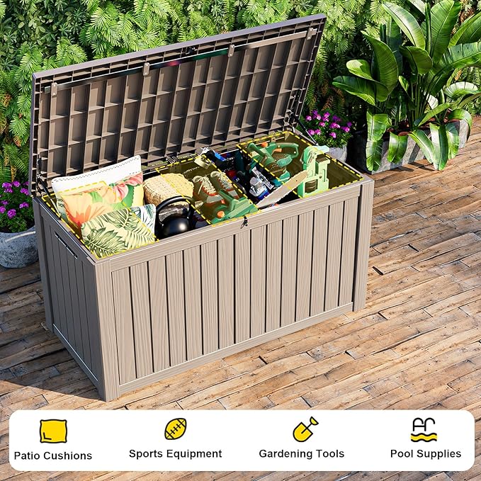 150 Gallon Deck Box, Resin Outdoor Storage Box - Image 5
