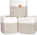 NaturalCozy 13 Inch Cube Storage Bins Cotton Rope Woven Baskets by NaturalCozy