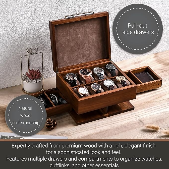 Shanik Luxury Large Watch Box for Men – 8 Slot Organizer - Image 3