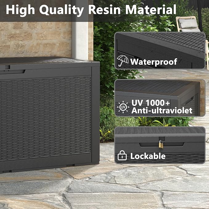 Outdoor Storage Box, Resin Deck Boxes Outdoor Waterproof - Image 4