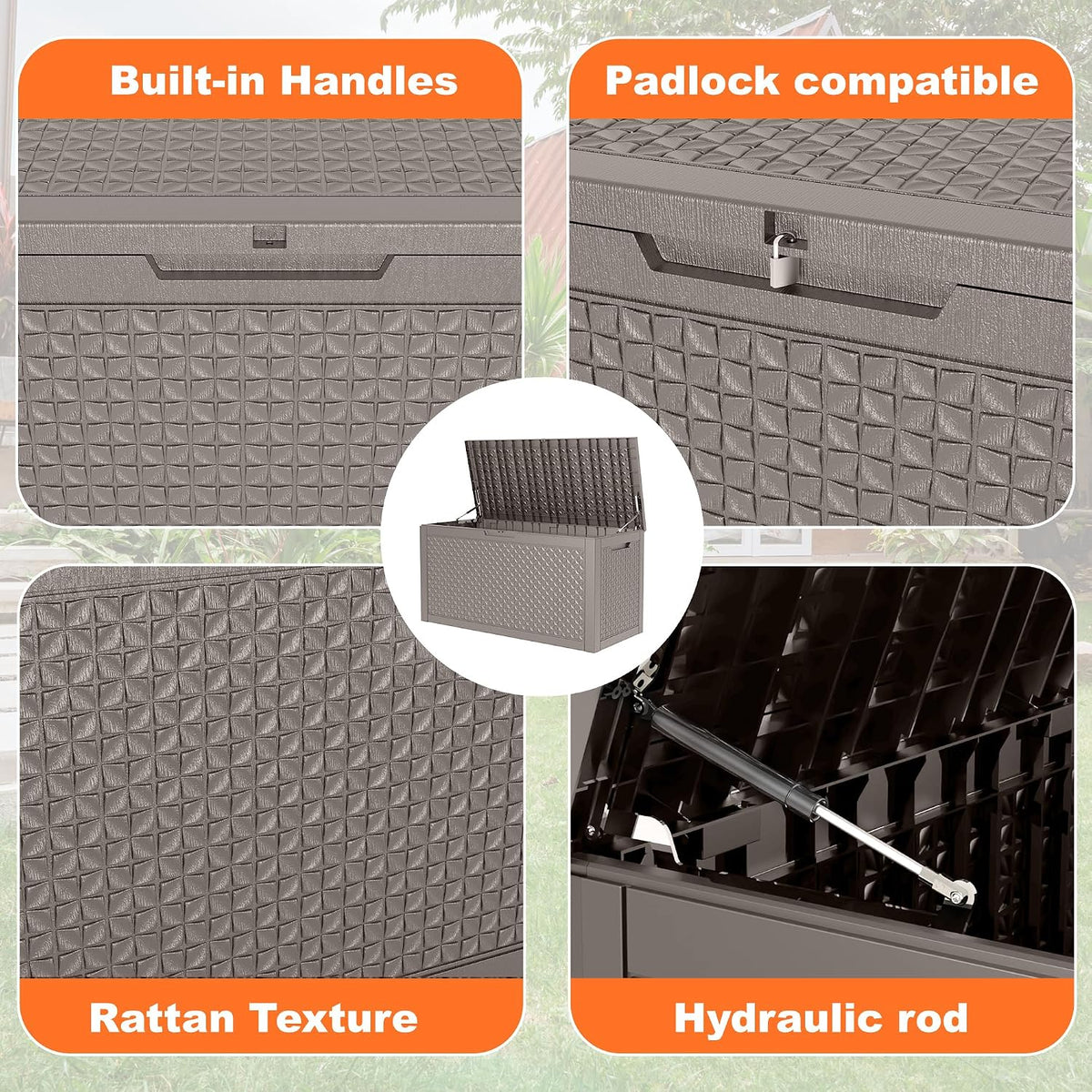 EasyUp 121 Gallon Outdoor Storage Box Waterproof, UV Resistant Resin
