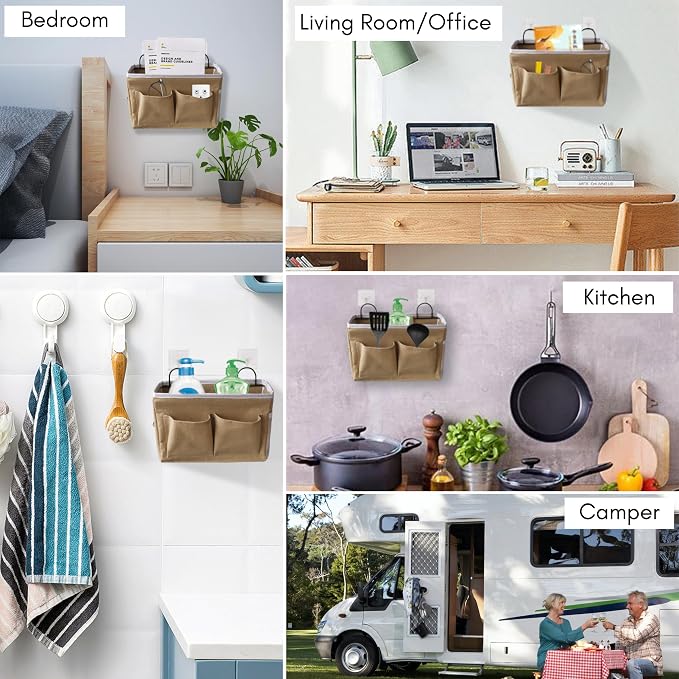 2pcs Middle Wall Hanging Organizer Bag, Linen Fabric Door Hanging Storage Basket - Image 2