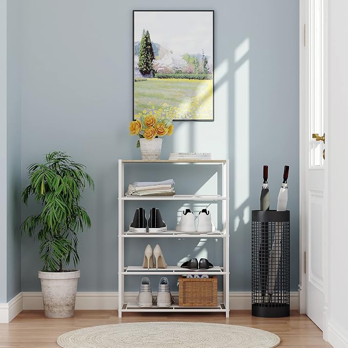 Yusong Shoe Rack Organizer, 5 Tier Industrial Shoe Storage Shelf, Narrow Sturdy - Image 9