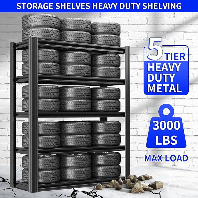 72" H Metal Storage Shelving, 2500LBS Heavy Duty Shelves Unit, Adjustable 5 - Image 3