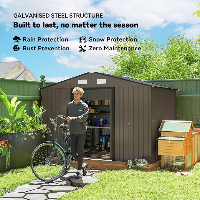Outsunny 9' x 6' Outdoor Storage Shed, Garden Tool Metal Shed - Image 3