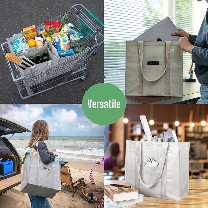VENO 4 Pack Reusable Grocery Bags, Heavy-Duty Shopping Bags - Image 6