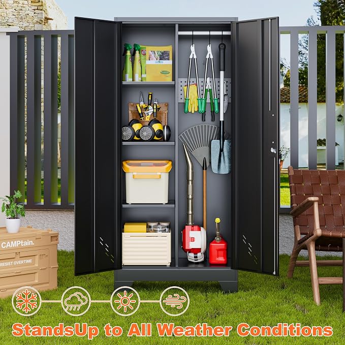 Storage Cabinet 61" H, Metal Outdoor Sheds - Image 6