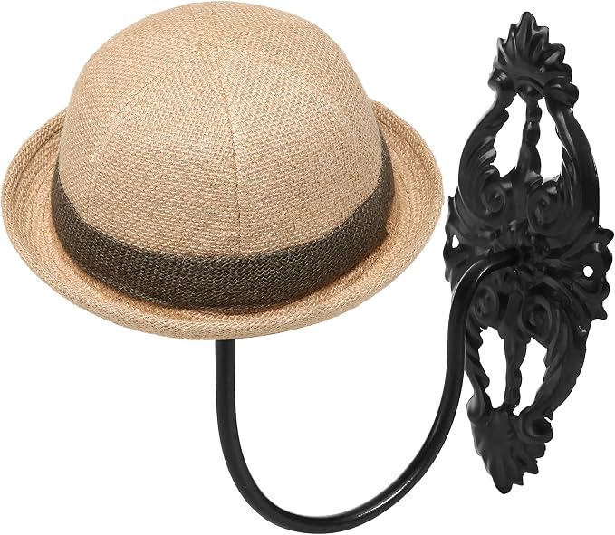 MyGift Set of 2 Wall-Mounted Black Metal Hat & Wig Display Racks - Image 4