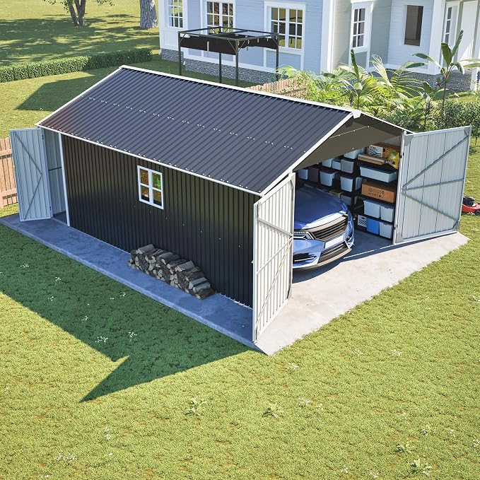 12x20 FT Heavy Duty Metal Garage Shed, Extra Large Outdoor Storage Building - Image 2