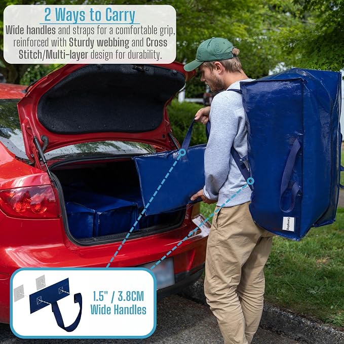 VENO 2 Pack Moving Bags w/Backpack Straps, Heavy Duty, Moving Boxes Alternative - Image 2