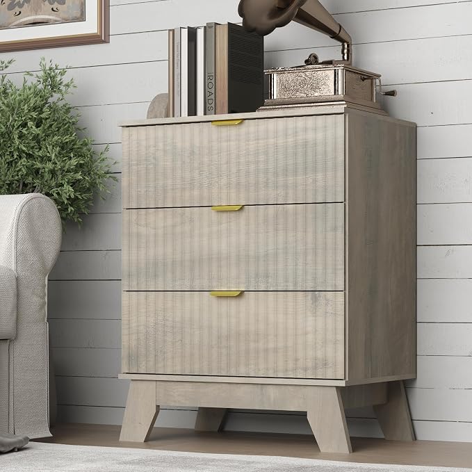 Fluted 3 Drawer Dresser, 30.3" Tall Compact Modern Boho Chest of Drawers - Image 5