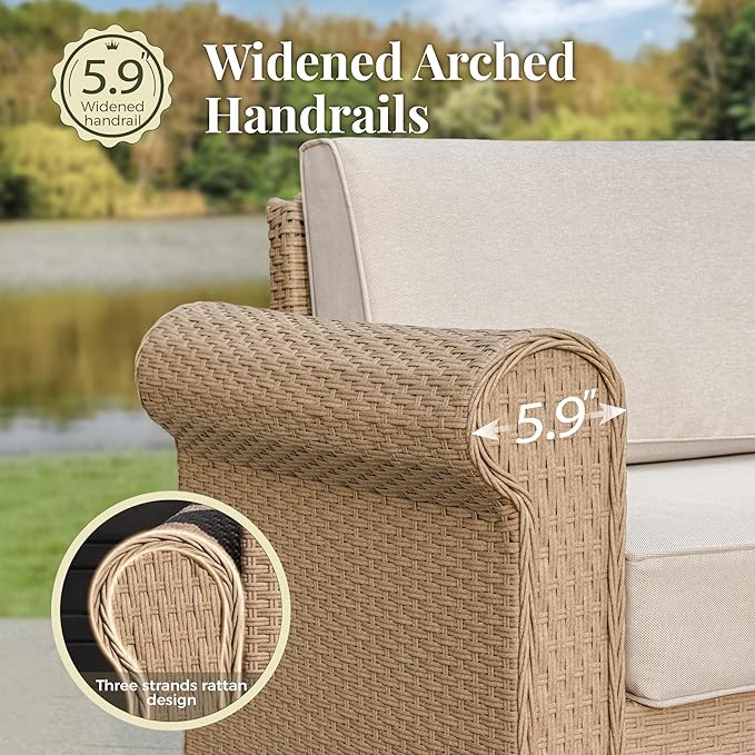 Patio Couch, 2-Piece Outdoor Rattan Wicker Sofa - Image 3