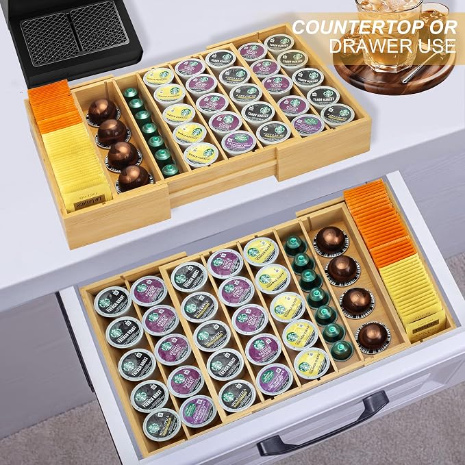 MinBoo Bamboo K Cup Holder for Drawer or Countertop Coffee Pod Holder - Image 2