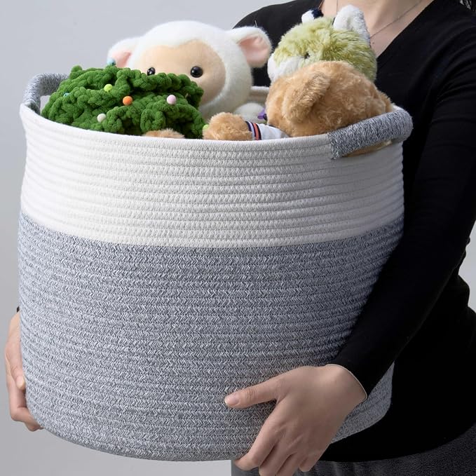 Blanket Basket - Woven Round Rope Storage Basket - Image 4