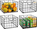 Metal Wire Basket Foldable Set of 4, Metal Bins by DINGTAI