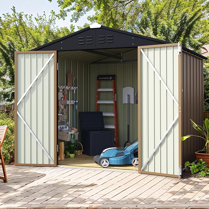 Flamaker 6x8 FT Storage Shed Waterproof Metal Garden Shed - Image 2