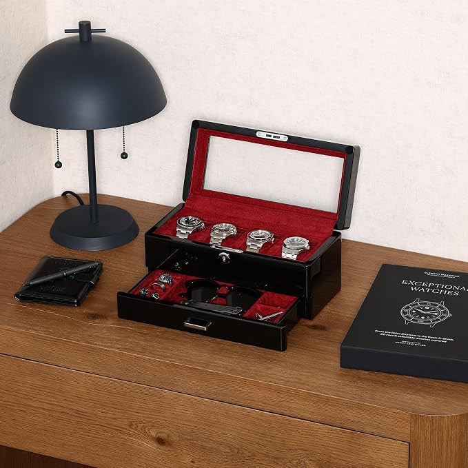 ROTHWELL 4-Slot Piano Black Watch Box - Image 2