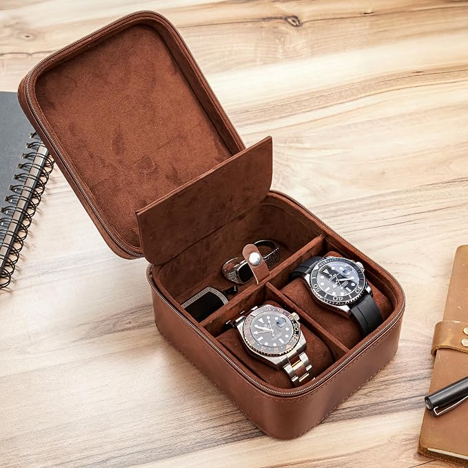 Awesometik 2 Slot Luxury Travel Faux Leather Watch Case. Watch Storage - Image 5