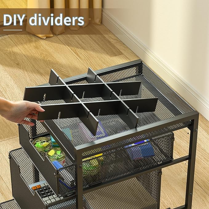 Rolling Utility Cart with 3 Drawers, Craft Organizer and Storage with DIY - Image 4