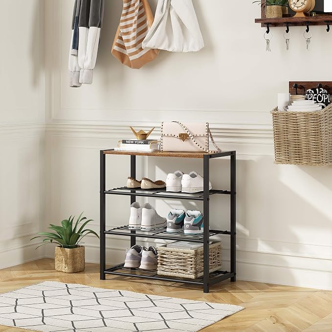 Yusong Shoe Rack Organizer, 4 Tier Industrial Shoe Storage Shelf, Narrow Sturdy - Image 9
