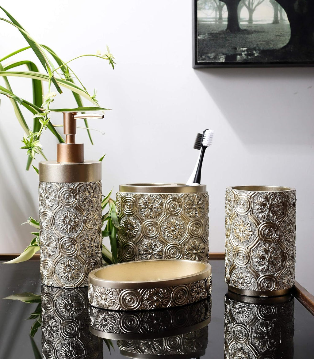Bathroom Accessories Set,Golden Design Toothbrush Holder,Farmhouse