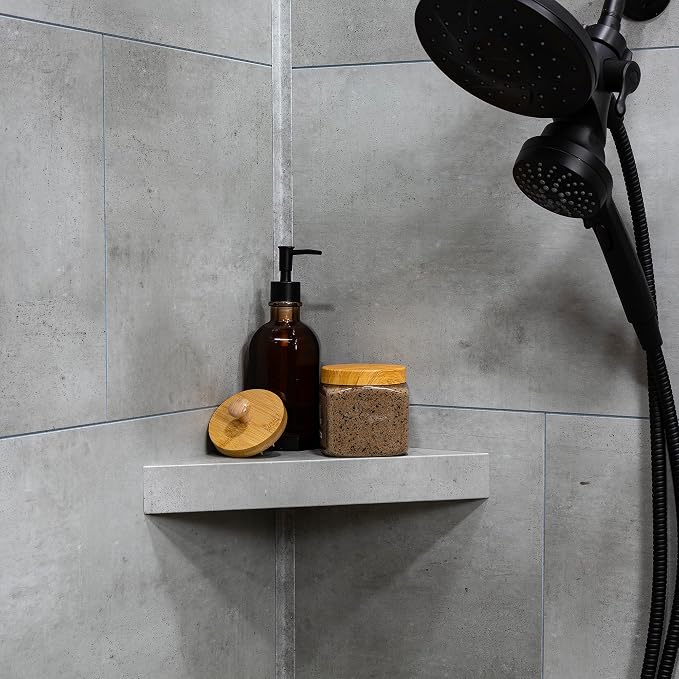 Palisade Vinyl Waterproof Corner Shower Shelf in Frost Nickel - Image 2