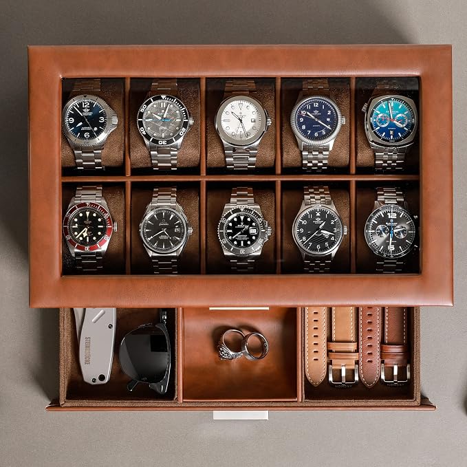 ROTHWELL 10-Slot Watch Box in Leather - Image 4