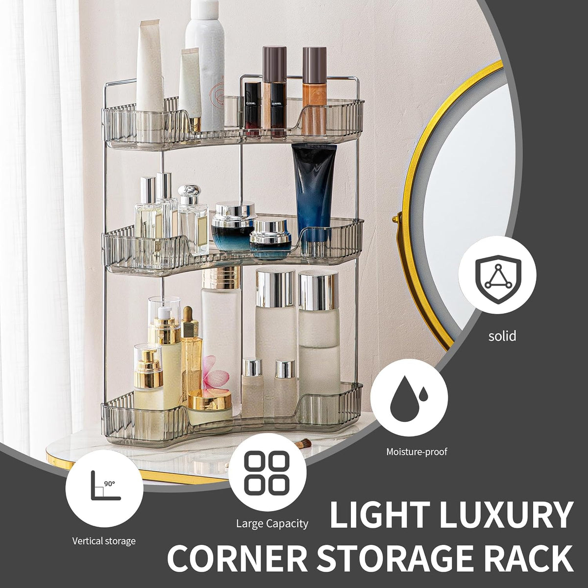 YCIA&DONE Corner Bathroom Counter Organizer, Makeup Organizer for