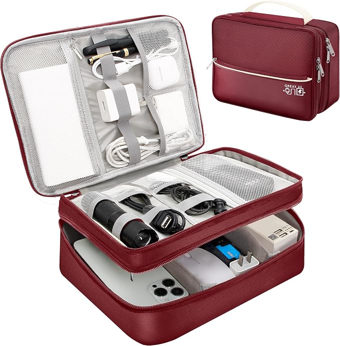 SELLYFELLY Electronics Travel Organizer, Double Layer Cable Organizer Bag by SELLYFELLY
