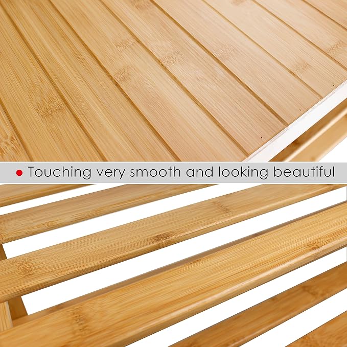 SMIBUY Bamboo Shoe Rack Bench, 3-Tier Shoe Organizer Storage Shelf - Image 8