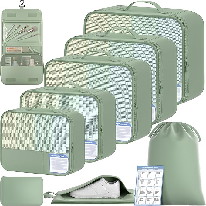 BAGAIL 9 Set Packing Cubes Luggage Packing Organizers by BAGAIL