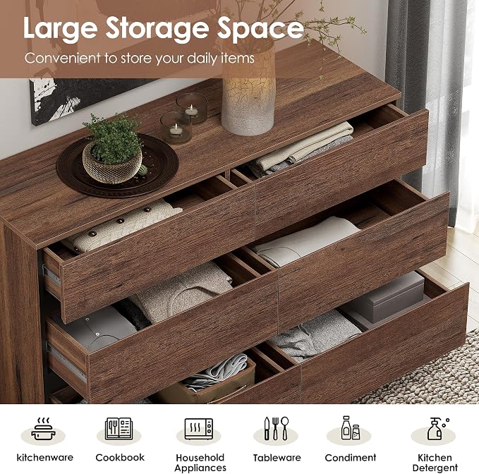 WAMPAT Dresser for Bedroom, Modern Wood Dresser - Image 6
