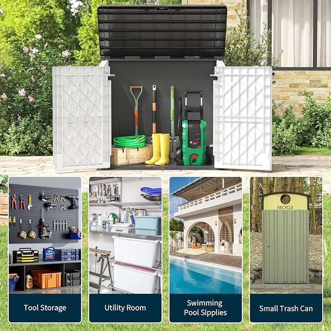 Horizontal Storage Shed, Outdoor Resin Storage Shed 36 Cu. Ft. Garden Extra - Image 6