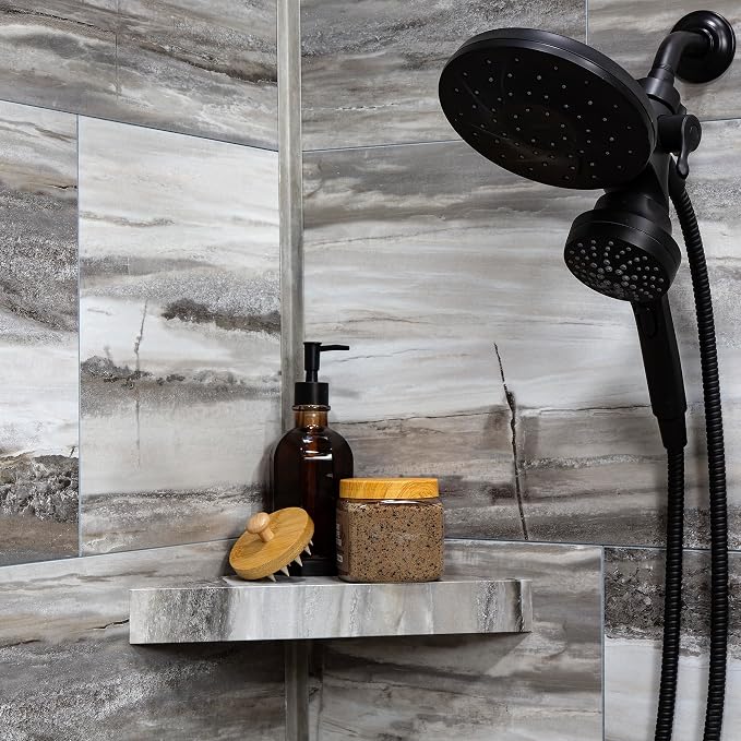 Palisade Vinyl Waterproof Corner Shower Shelf in Louvre Granite - Image 2