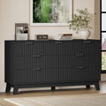 57" Long Dresser for Bedroom, 7-Drawer Fluted Chest, Wide Wood Storage Dresser by BORNOON