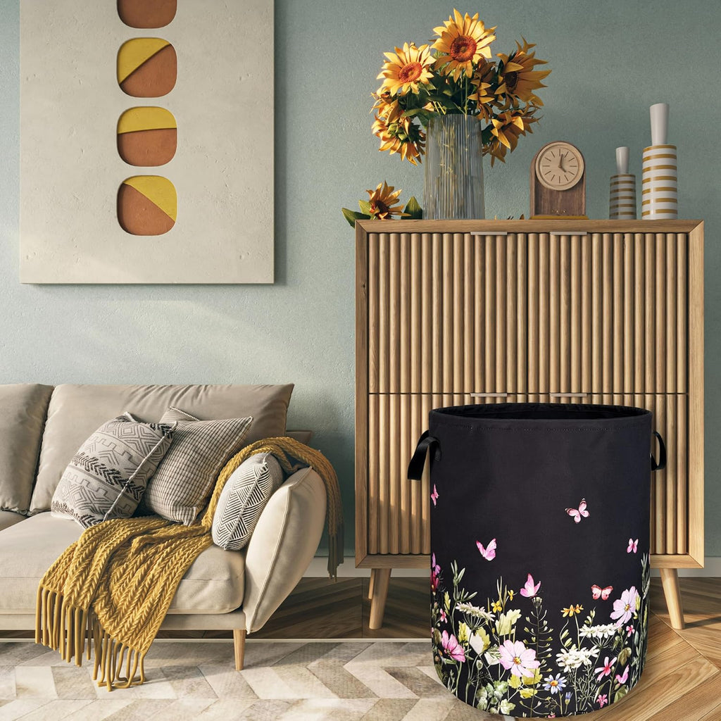 Beautiful Flowers Laundry Basket Oxford Cloth Foldable Hamper