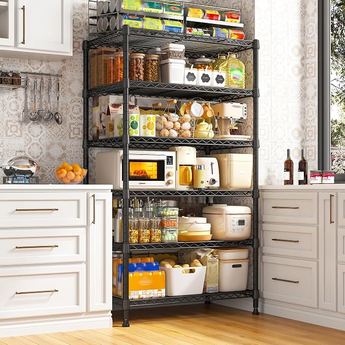 REIBII 6 Tier Shelf Metal Shelving 70"H Storage Shelves Sturdy Wire Rack Shelf - Image 2