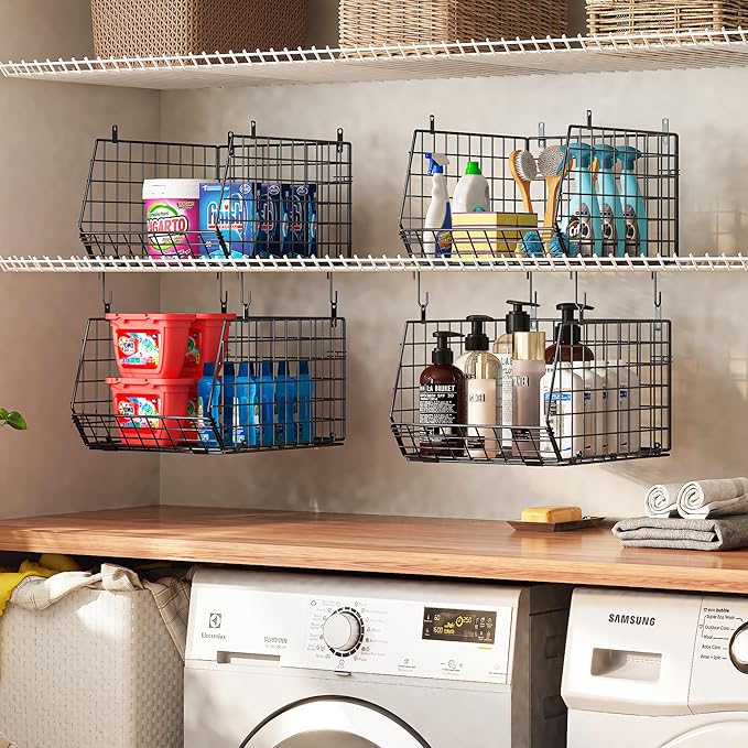 4" Extra Deeper Hanging Closet Organizers and Storage, 4 Tier Foldable Wire - Image 6