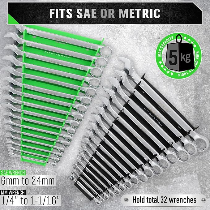 Magnetic Wrench Organizer 4-piece, Wrench Rack Tool Trays SAE, 64-Slot Drawer - Image 6