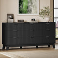 63" Long Dresser for Bedroom, 9-Drawer Fluted Dresser, Extra-Wide Wood Chest of by BORNOON
