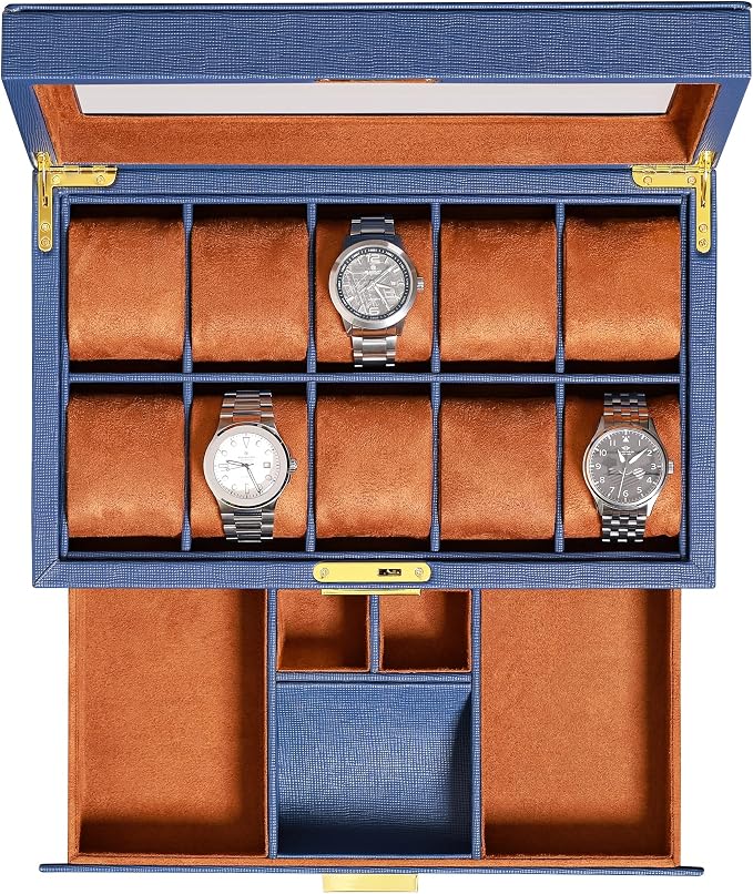 ROTHWELL 10-Slot Watch Box in Leather by RothwellSanFrancisco