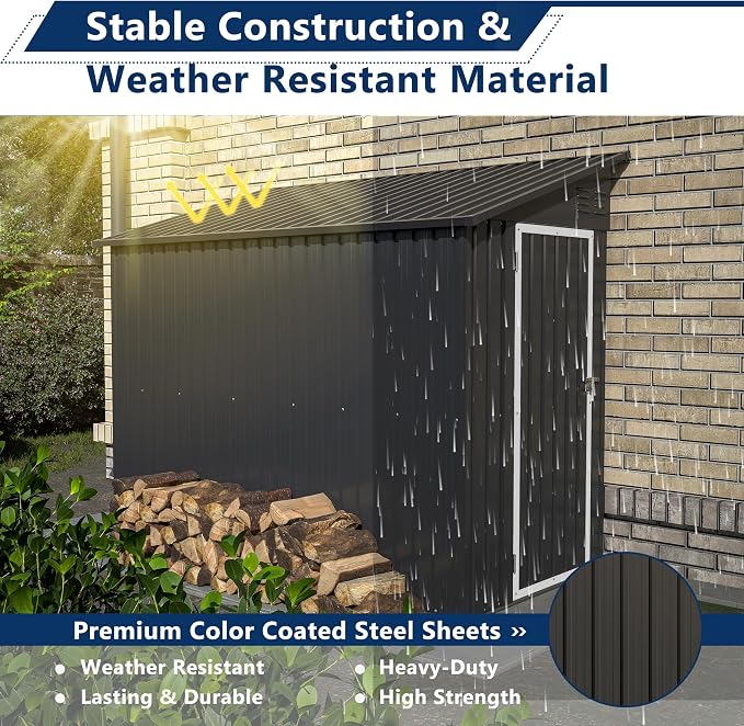 Outdoor Metal Storage Shed 4 x 8 ft, Garden Shed Lean to shed - Image 7