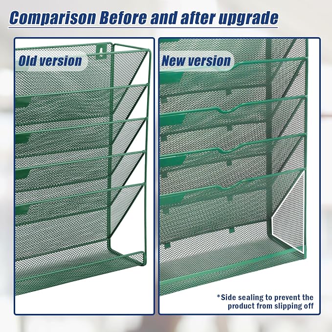 EASEPRES 6 Tier Desk File Organizer, Mesh Hanging Wall Mount Document - Image 3